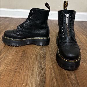 Dr. Martens Black Leather Women's Boots || Sinclair Milled Nappa Platform